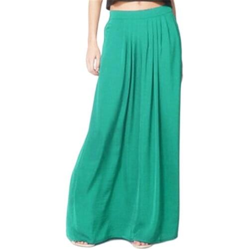 ZA Female Celebrity Style Pastel Candy Colored Long Skirt Pleated Skirt Plus Size For Woman Skirts Color Blue Green Rose red TO