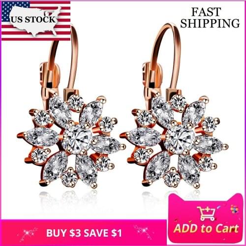 US STOCK Uloveido Sun Flower Stud Earrings For Women Wedding Earring Rose Gold Color Earings boucle d'oreille Brincos BME117