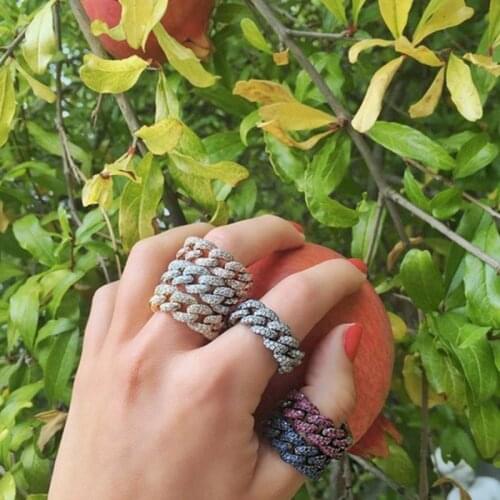 Hip Hop Vintage Fashion Jewelry 925 Sterling Silver&Rose Gold Fill Pave AAAAA Cubic Zircon Women Wedding Link Chain Ring Gift