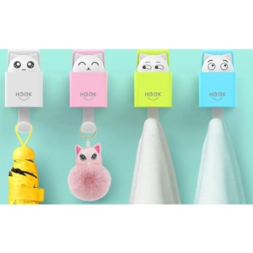 1Pcs Creative Cute Hidden Cat Wall Hanging Hook For Coat Hat Scarf Key Cute Animals Hanger Rack Wall Decoration Free Punching