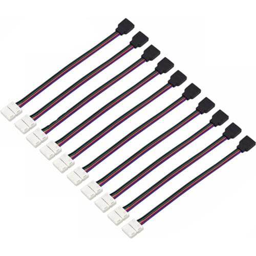10PCS 15cm 4 Pin 5050 3528 LED RGB Connector Extension Cable Wire LED Strip Clip