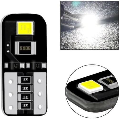 10Pcs T10 1V Led Canbus 7020 W5W More Brighter Led Bulbs Reading License Light Dome Plate Car Interior White Signal Lamp