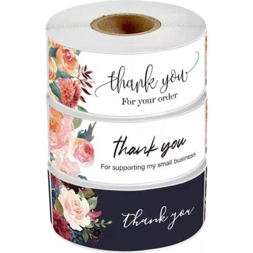 120Pcs/Roll THANK YOU Stickers Four Color Business Card Set Customer Business Sealing Sticker Labels Birthday Wedding Gifts Card