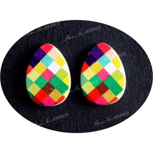 13x18mm Geometry Tear Drop Shape Painted Wood Laser Cut Cabochon to make DIY Rings, Earrings, Brooch, Necklace pendant