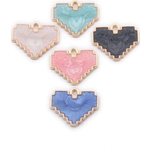 18-25MM 50Pcs Mix Colors Heart KC Gold Color Alloy Metal Pendants Jewelry Charms