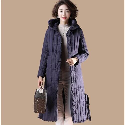 WYWAN Winter Jacket for Collar Parka Slim Zipper Parkas Wool Hat Belt Hoodie Thicken Winter Coat Outwear Long Female Snow Coat
