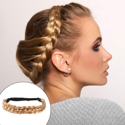 3.5cm Wide Synthetic Wig Twist Elastic Hair Bands Braids Bohemian Plait Headbands For Women Stretch Girls Hair Accessories
