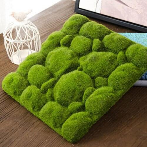 4Pcs 30x30cm Stone Shape Moss Grass Mat Indoor Green Artificial Lawns Turf Carpets Fake Sod Moss For Home Hotel Wall DIY Decor