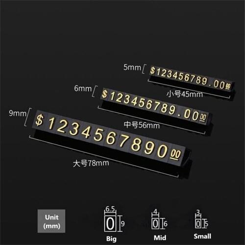 7*9mm 10 Strips Tag Number Letter Price Cube Display Adjustable Watch Ring Jewelry Dollar Pricing Label Stand Kit