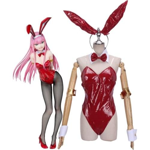 Anime DARLING in the FRANXX Cosplay Zero Two Bunny Girl Costume Women Sexy 02 Jumpsuit Red Leather Rabbit Corset Bodysuit