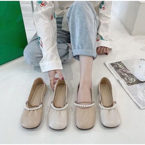 Womens shoes fashion classic retro lace ballet shoes comfortable soft leather round head casual shoes casual shoes single shoes