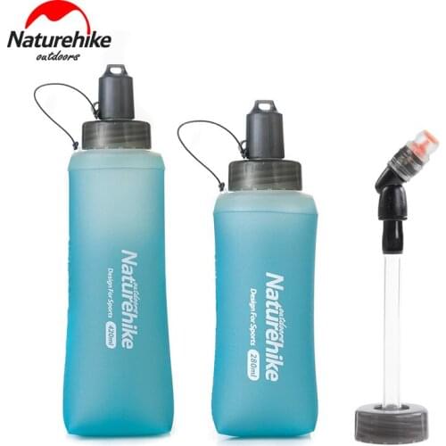 Naturehike 280ML 420ml Running Sport Bicycle Soft Water Bottle Folding TPU Soft Flask Water Bag Hiking Bottle Straw NH17S028-B