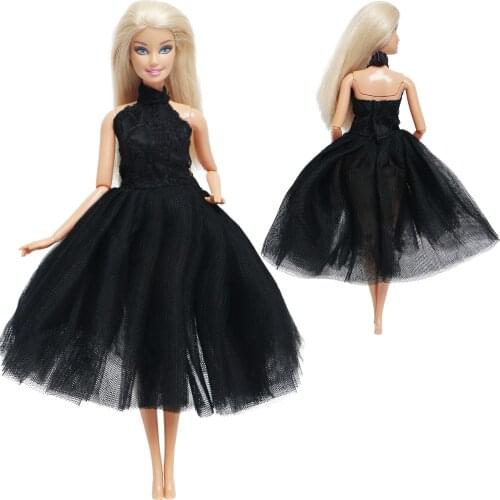 BJDBUS Black Doll Dress High Quality Lace Ball Gown Wedding Party Skirt Princess Clothes for Barbie Doll Accessories Girl Toys