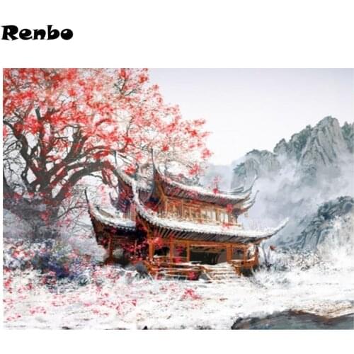 Home Decoration Mount Fuji Diamond Painting Sakura Cherry Square Rhinestones 3D Cross Stitch Mosaic Diamond Embroidery scenery