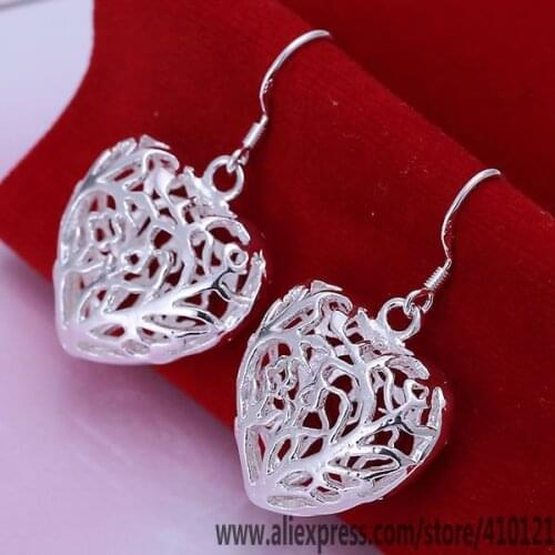 E075 Hot Sale High Quality Silver Fine Jewelry,Wholesale Sterling Jewelry Elegant Charms Fashion Solid Heart Earrings /dhfalyma