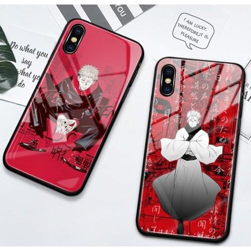 Hot Anime Jujutsu Kaisen Yuji Itadori Satoru Gojo Glass Phone Case For iPhone 12 11 Pro Max 8 7 6 6S Plus XR X XS Max SE2020