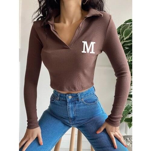 Heyoungirl Women's Knitted T-shirts
