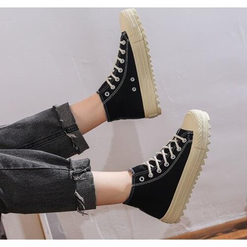 High top canvas shoes woman casual shoes flats canvas sneakers for women