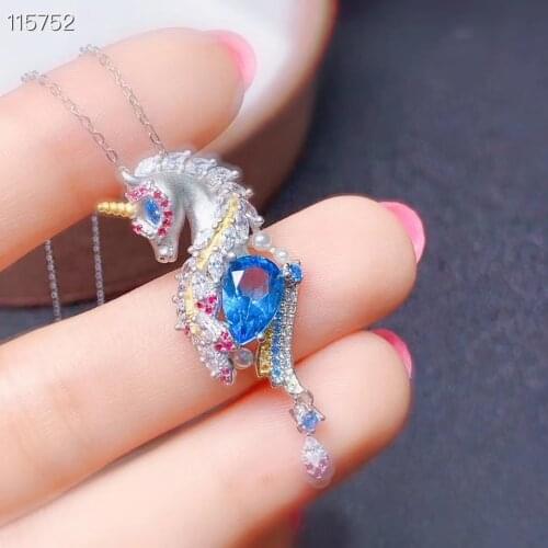 Classic animation image water drop topaz pendant of necklace natural gemstone real 925 silver gold plated gift for first choice