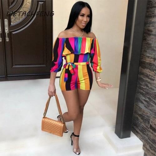 Overalls For Women 2021 Summer Striped Ruffles Elegant Jumpsuits Sexy Shorts Club Outfits Romper One Piece Bodysuits Clothing