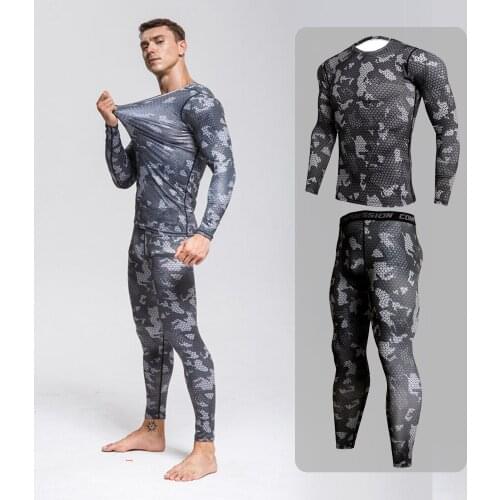 3-piece sets Compression Suits Mens Quick Dry set Clothes Sport Running MMA jogging Gym work out Fitness Tracksuit clothing