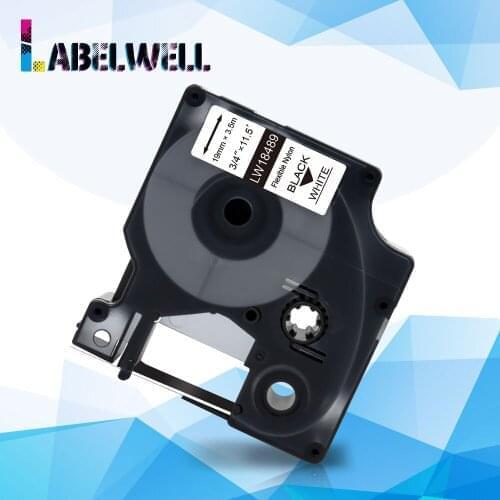 Labelwell Compatible for DYMO Label Writer and Industrial Label Maker for 18489 Rhino Industrial Flexible Nylon Label Tape 12mm