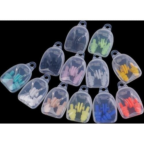 Soft Ear PlugSwim Dive Supplies Silicone Waterproof Swimming Earplugs Nose Clip Case Protective Prevent Water Protection