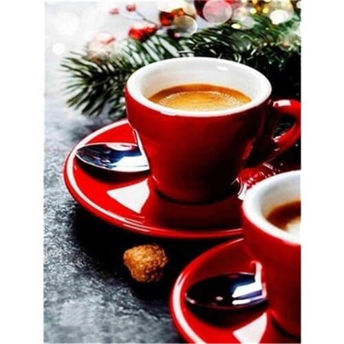 Coffee Cup Flowers Kitchen DIY 11CT Cross Stitch Embroidery Kits Needlework Craft Set Printed Canvas Cotton Dropshipping