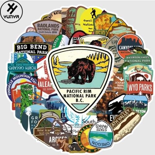 50Pcs National Park Zoo Icon Cartoon Stickers For Suitcase Skateboard Laptop Luggage Fridge Phone Car Styling Decal Sticker