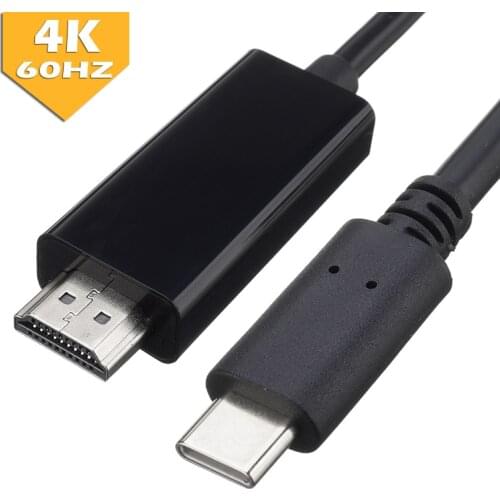 New Arrival USB-C Type-C to HDMI-compatible 4K HD TV AV Adapter Cable 1.8M Black HDMI-compatible Converter for Macbook Huawei