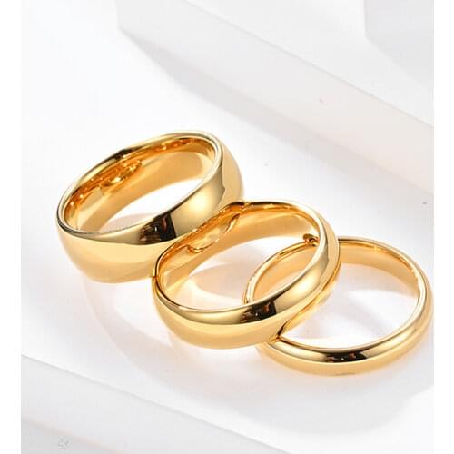 Wholesale 8mm Gold Color Tungsten Carbide Rings Men Women Wedding Band Hot Sale in Brazil