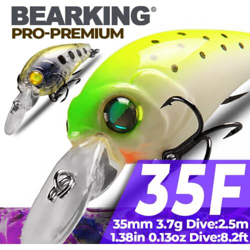 BEARKING Hot model A+ professional fishing lures mini crank hard bait 35mm 3.7g dive 2.5m 15 different colors for selection
