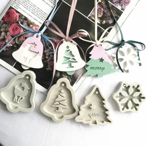 Various porous resin mold silicone mold gray Christmas tree snowflake Christmas gypsum board cake decoration accessories