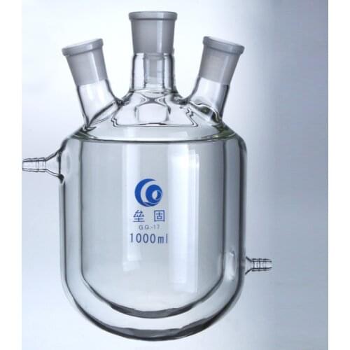 Four-necks jacket reaction bottle Thick wall borosilicate glass flask Jacketed Pilot Plant Reactors Laboratory Reactor #24