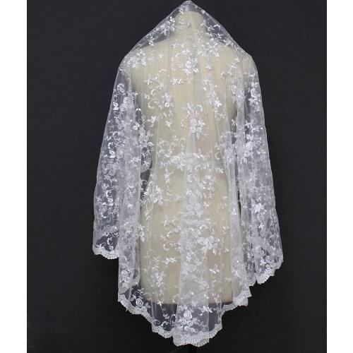Real Pictures Short Lace Flower Bridal Veil WITHOUT Comb One Layer New Elegant Wedding Accessories for Bride