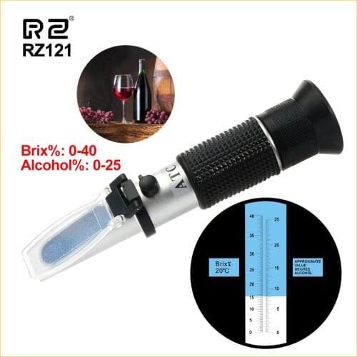 RZ Wine Refractometer Alcoholometer Alcohol Sugar Grape Wine 0~25% Alcohol 0~40% Brix Tester Meter ATC Wine Refractometer