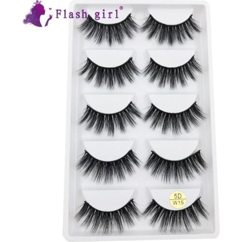 Private Label Eyelashes Multi-Pack Fake Eyelash 5 Pairs Makeup 5D Mink Handmade False Eyelashes Flash Girl