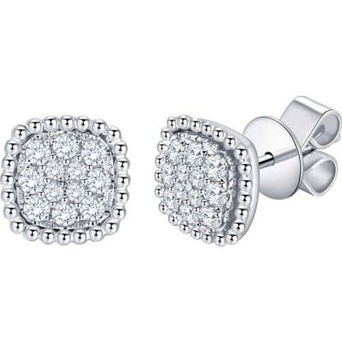 Hip Hop White Zircon Square Stud Earrings Luxury Crystal Small Stone Earrings Charm Gold Silver Color Wedding Earrings For Women