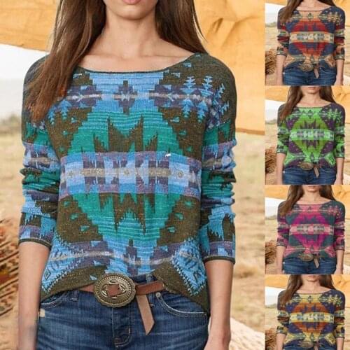 Autumn Women Sweater Long Sleeve Colorful Stitching Pullovers Casual Knitted Sweater Fashion Digital Print Loose Pullover Jumper