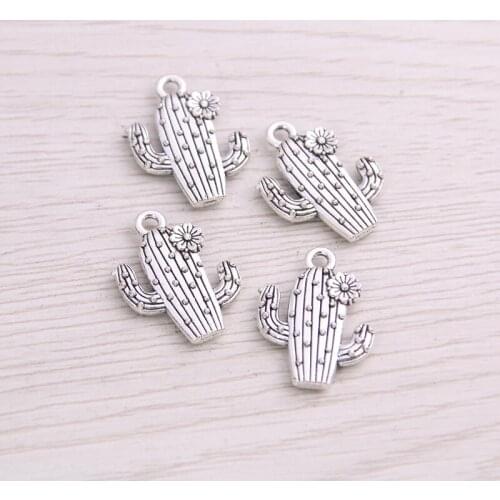SWEET BELL 30pcs 19*14mm Antique Metal Zinc Alloy Cactus Charms Fit Jewelry Medical Plant Pendant Charms Makings 4A1713