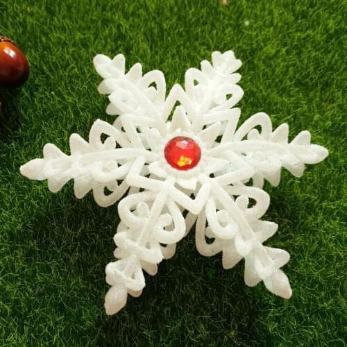 12.5cm Christmas Tree Ornament Frozen Party New Gift Silver Plastic Powder Gemstone Snowflake for Home DIY Wedding Decoration