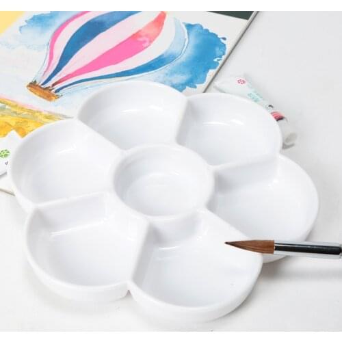 Thickened Imitation Porcelain 7-hole Plum Color Palette, Art Toning Supplies, Acrylic Paint Palette Art Supplies Palette Paint