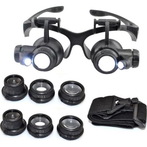 Magnifying Glasses 10x 15x 20x 25x Magnifier Eyewear Loupe Binoculaire Magnifying Glass With Led Light Jewelry Watch Loupe Glass