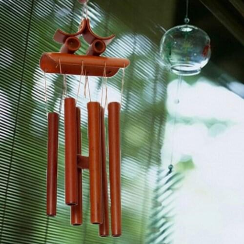 Handmade Bamboo Tubes Oriental Hanging Bell Wind Chime Feng Shui Ornament