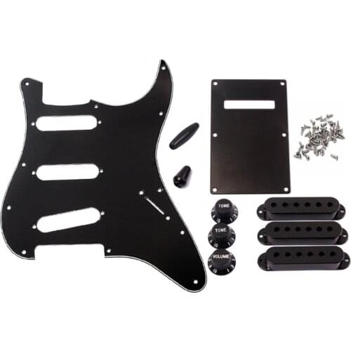8 Hole SSS Guitar Pickguard Strat Back Plate Pickup Cover Knobs Tips Accessories
