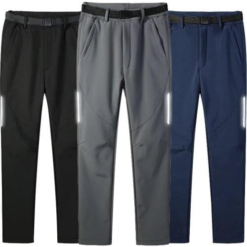 Winter Women Men Reflective Strip Hiking Pants Windproof Waterproof Outdoor Camping Skiing Trekking Breathable Sports Trousers