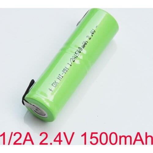 1-5PCS 1500mah 2.4V 1/2A ni-mh rechargeable battery pack 1/2 A nimh cell with welding tabs for electric shaver razor toothbrush
