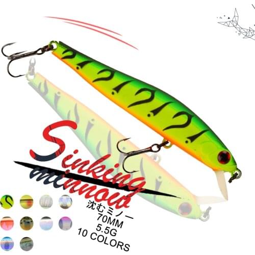 1PCS 70MM 5.5G Minnow Fishing Lures Pencil Japanese Design Sinking Artificial Bait Wobbler Hard Bait Pike Bass Fishing Tackle