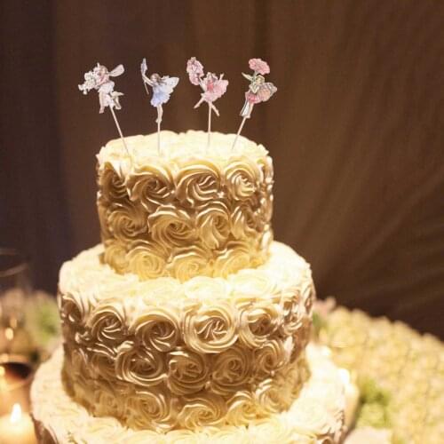 24pcs/Set Flower Fairy Pixie Cupcake Cake Topper Pick Decoration