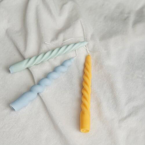 3d Twisted Long Brush Holder Silicone Candle Mould Diy Candlelight Dinner Rotating Screw Rod Twist Rod Candle Mould